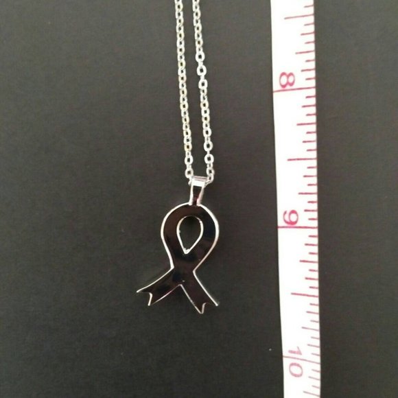 NEW Silver 925 Necklace with Ribbon Pendant, Clear Swarovski Crystals - Picture 7 of 7